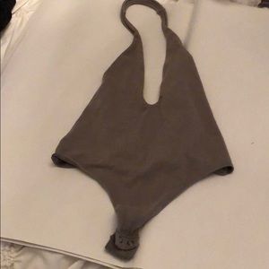 Low cut halter bodysuit